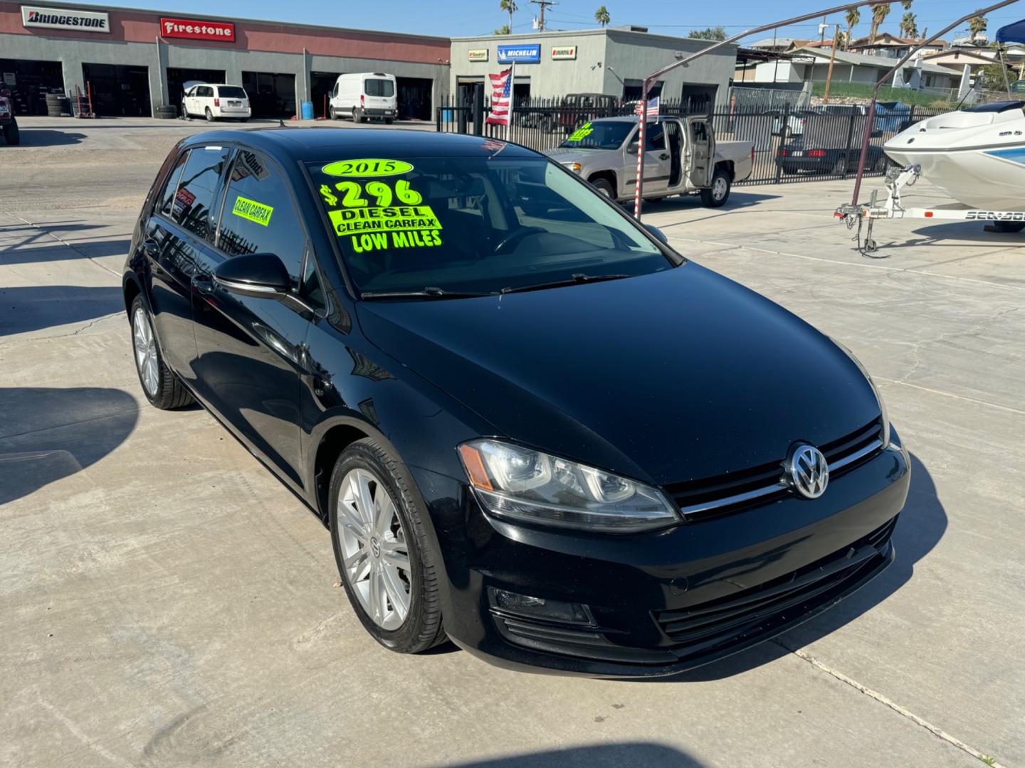 2015 Black Volkswagen Golf (3VW2A7AU5FM) , located at 2190 Hwy 95, Bullhead City, AZ, 86442, (928) 704-0060, 0.000000, 0.000000 - low mileage hard to find volkswagen golf diesel. bluetooth, backup camera, leather, moonroof. Fender stereo system. This car is super clean and runs great. - Photo#0